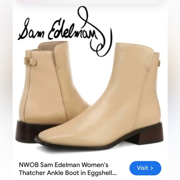 Sam Edelman Thatcher Eggshell Side Zipper Square Toe
Low Block Heel Boots size 6 - Picture 2 of 16